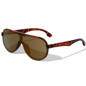 Sunglasses Tortoise Frame Gold Mirror Flat Lens‎ Light Weight Comfortable Gafas